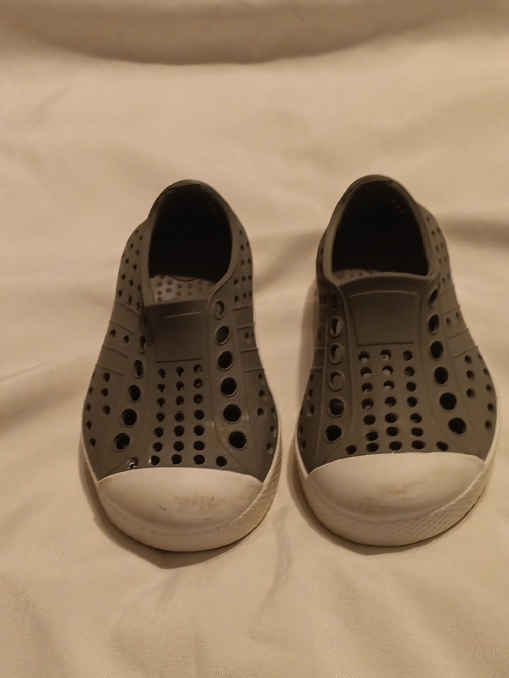 Kids Grey Slip-On Water Shoes with White Toe